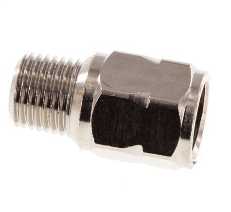R/Rp 1/4'' M/F Mini Check Valve Nickel-Plated Brass 10 bar (145 psi) FKM No Spring