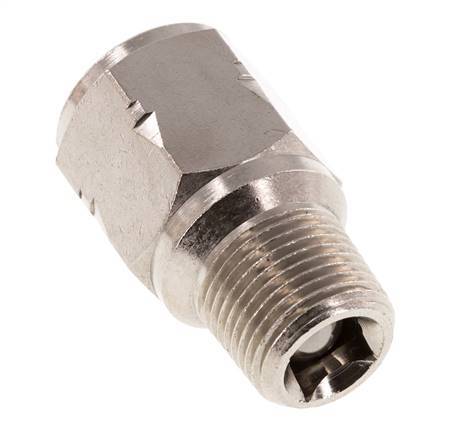 R/Rp 3/8'' M/F Mini Check Valve Nickel-Plated Brass 10 bar (145 psi) FKM No Spring