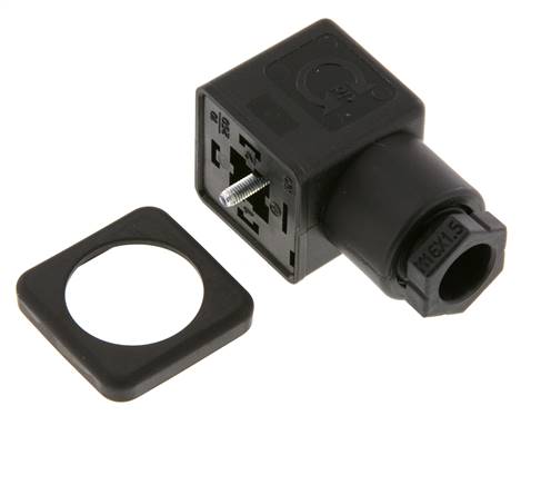 Connecteur d'électrovanne DIN 43650 forme A, taille 3, M16x1.5, 28mm, noir