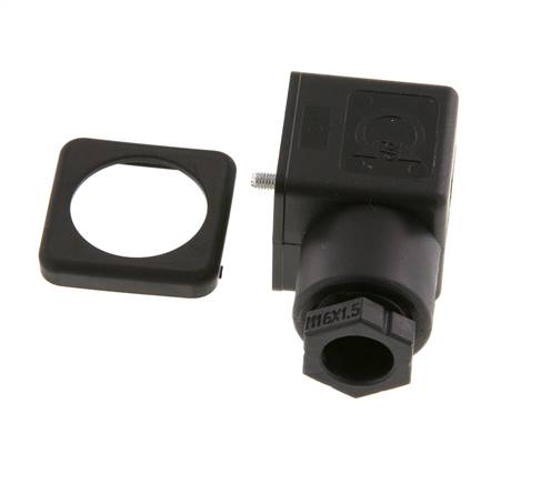 Connecteur d'électrovanne DIN 43650 forme A, taille 3, M16x1.5, 28mm, noir