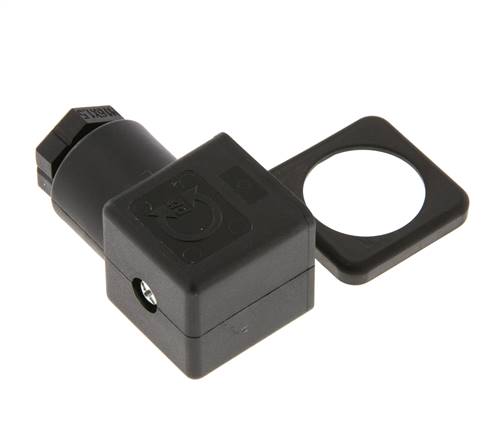 Connecteur d'électrovanne DIN 43650 forme A, taille 3, M16x1.5, 28mm, noir