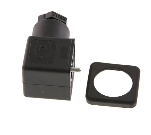 Connecteur d'électrovanne DIN 43650 forme A, taille 3, M16x1.5, 28mm, noir