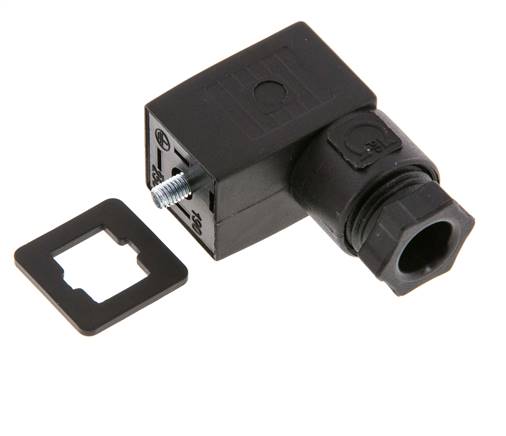 Connecteur d'électrovanne standard industriel forme C, taille 0, PG7, 27mm, noir [2 pièces]