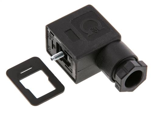 Connecteur d'électrovanne standard industriel forme B, taille 1, M16x1.5, 31mm, noir [2 pièces]
