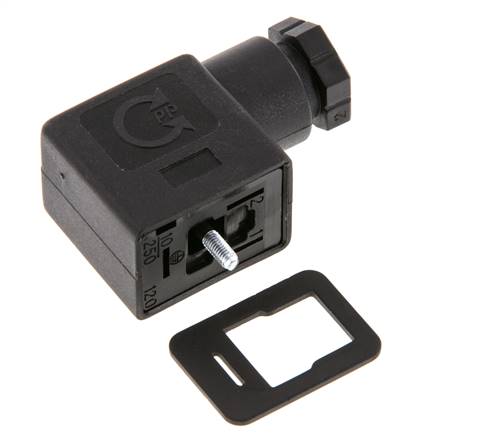 Connecteur d'électrovanne standard industriel forme B, taille 1, M16x1.5, 31mm, noir [2 pièces]