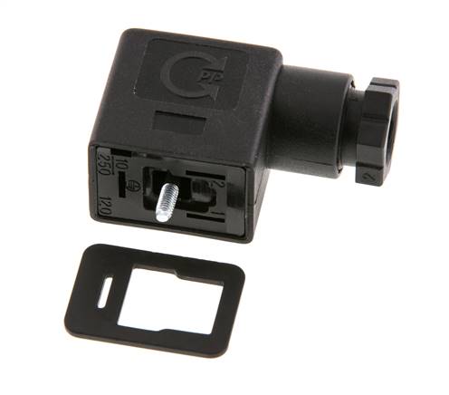 Connecteur d'électrovanne standard industriel forme B, taille 1, M16x1.5, 31mm, noir [2 pièces]