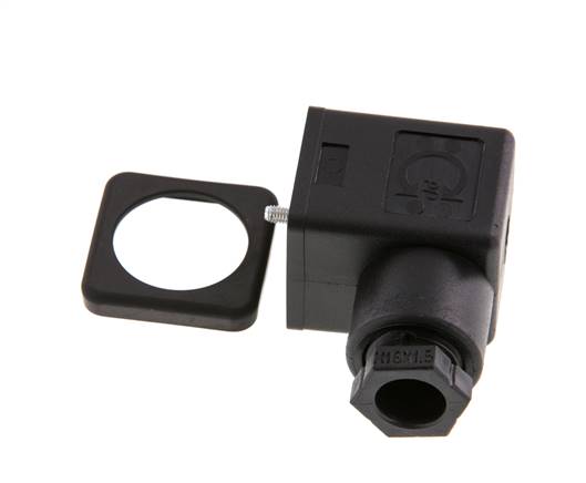Connecteur d'électrovanne DIN 43650 forme A, taille 3, M16x1.5, 35mm, noir
