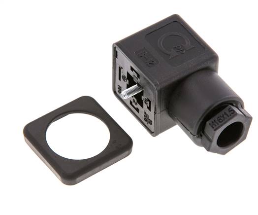 Connecteur d'électrovanne DIN 43650 forme A à 3 contacts, taille 3, M16x1.5, 28mm, noir