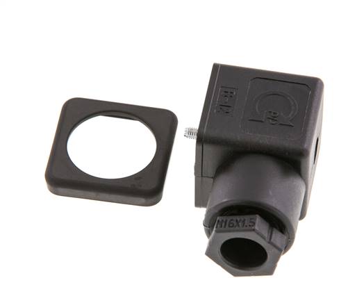 Connecteur d'électrovanne DIN 43650 forme A à 3 contacts, taille 3, M16x1.5, 28mm, noir