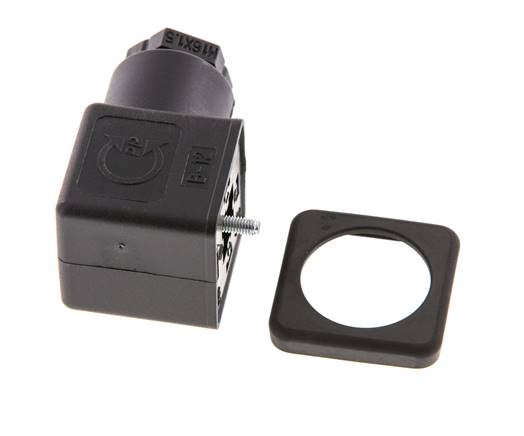 Connecteur d'électrovanne DIN 43650 forme A à 3 contacts, taille 3, M16x1.5, 28mm, noir