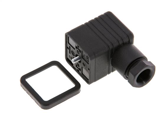 Connecteur d'électrovanne DIN 43650 forme A, taille 3, M16x1.5, 36mm, noir