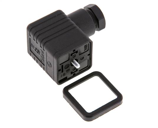 Connecteur d'électrovanne DIN 43650 forme A, taille 3, M16x1.5, 36mm, noir