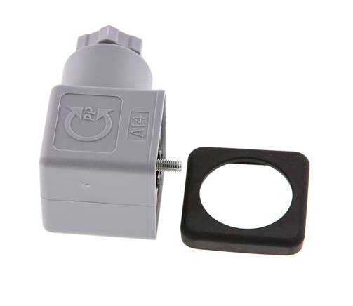 Connecteur d'électrovanne DIN 43650 forme A, taille 3, PG9, 28mm, gris