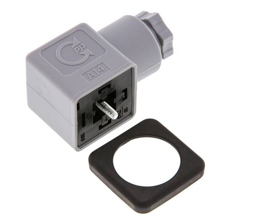 Connecteur d'électrovanne DIN 43650 forme A, taille 3, PG9, 28mm, gris