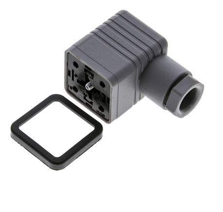 Connecteur d'électrovanne DIN 43650 forme A, taille 3, M16x1.5, 35mm, gris
