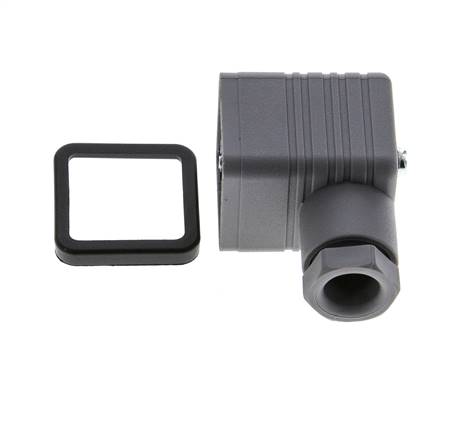 Connecteur d'électrovanne DIN 43650 forme A, taille 3, M16x1.5, 35mm, gris