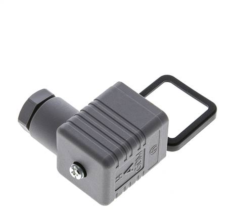 Connecteur d'électrovanne DIN 43650 forme A, taille 3, M16x1.5, 35mm, gris