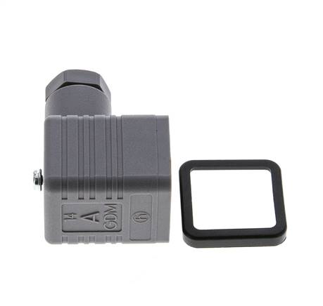 Connecteur d'électrovanne DIN 43650 forme A, taille 3, M16x1.5, 35mm, gris