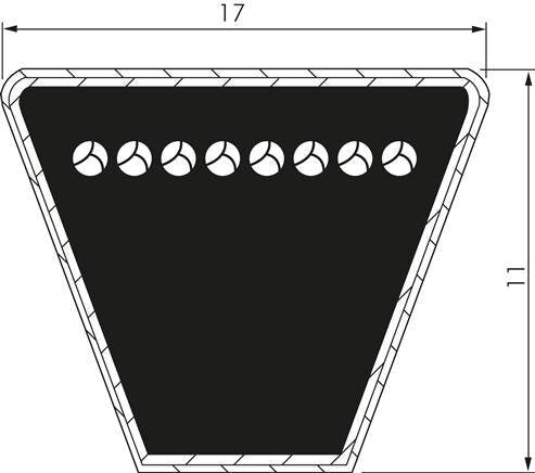Classic Imperial V-belt B63 17x11 Li-1600mm Ld-1643mm DIN 2215