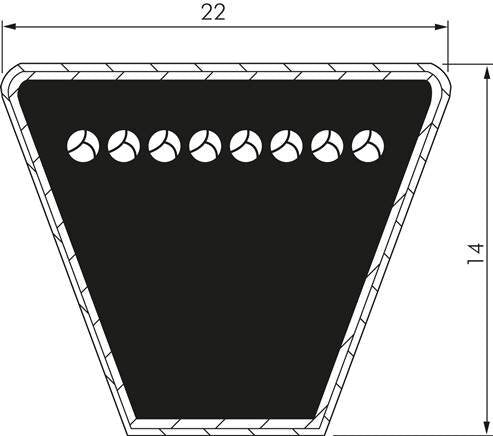 Classic Imperial V-belt C101 22x14 Li-2560mm Ld-2618mm DIN 2215