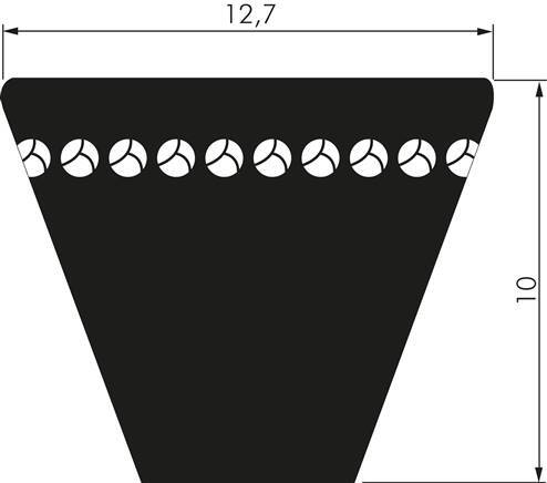 Courroie trapézoïdale dentée XPA 12.7x10 Li-2755mm Ld-2800mm DIN 7753