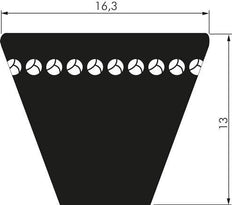 Courroie trapézoïdale dentée XPB 16.3x13 Li-3690mm Ld-3750mm DIN 7753